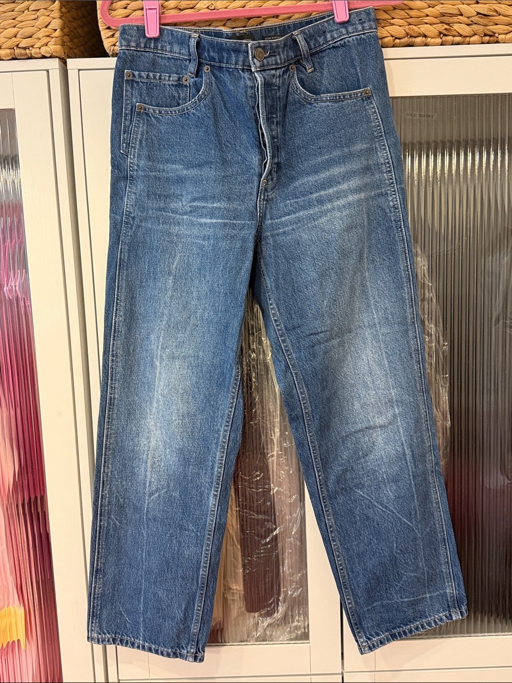 Classic Blue High-Rise Denim Jeans - Straight Fit
